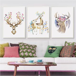 Tranh canvas Hươu nghệ thuật 30×40 kèm khung