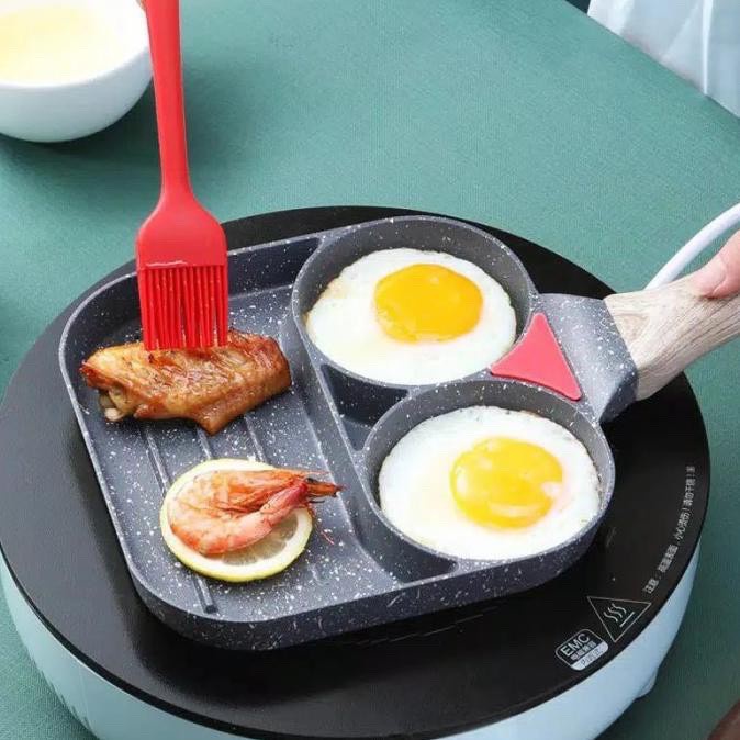 Chảo 3 Ngăn Chiên Rán Trứng Làm Bánh Chống Dính
