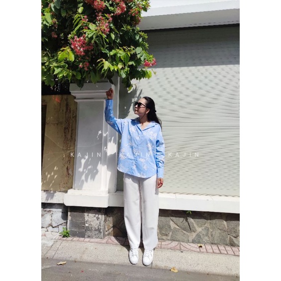 Áo cotton Hàn họa tiết oversized