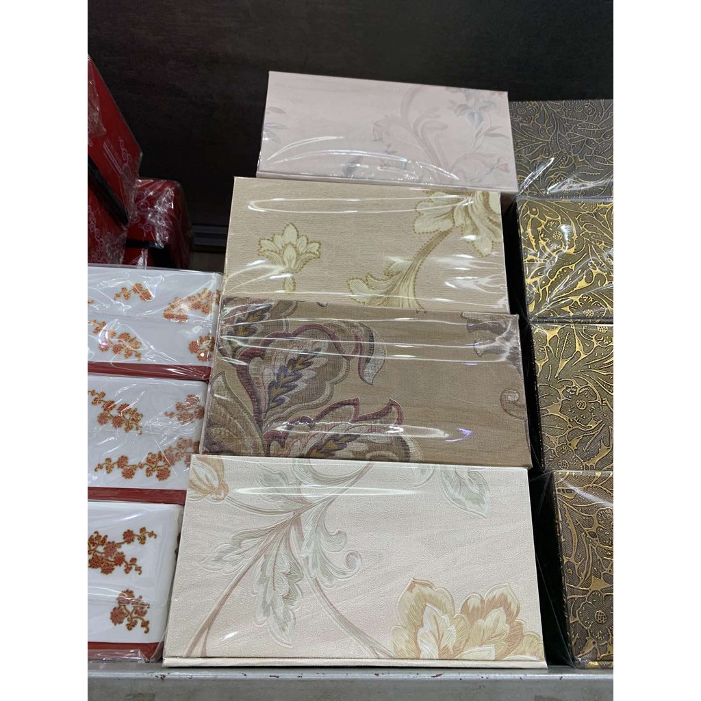 Hộp giấy ăn chữ nhật bọc da hoa vintage #384