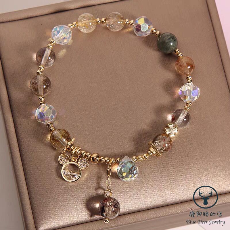 Vòng Tay Vòng Đeo Tay Pha Lê Họa Tiết Quả Dâu Nhiều Màu Sắc Thời Trang Cho Nữ đá phong thuỷ vòng tay Chính Hãng Thạch anh