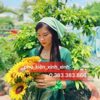 Khăn turban bandana mẫu ca rô(mua 1 khăn tặng ngay 1 cột tóc cùng loại)