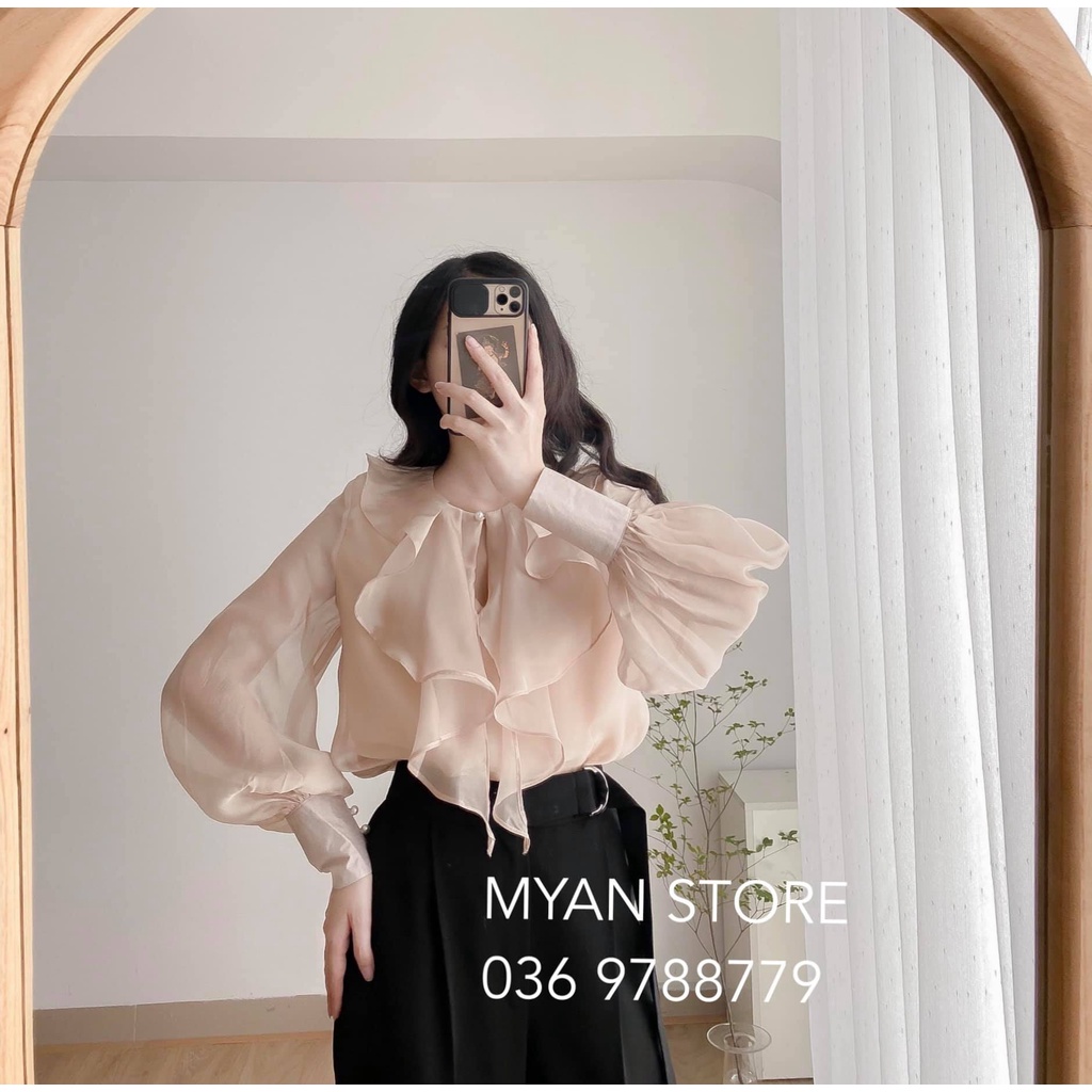 Áo tơ hàn châu bèo cổ tay 4 cúc (2M) - Avn072104