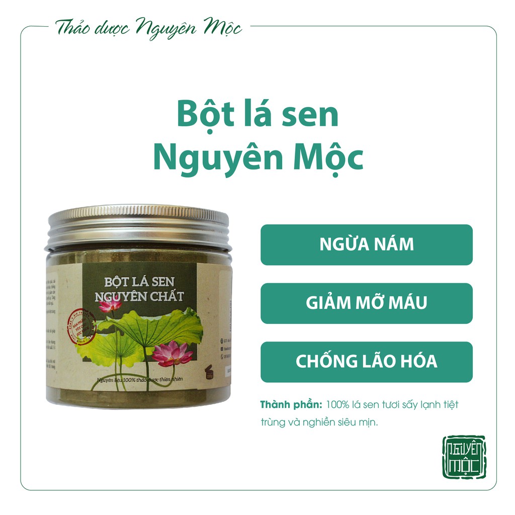 Bột Lá Sen Nguyên Chất Nguyên Mộc - Hỗ Trợ Ngừa Nám, Tàn Nhang, Giảm Nếp Nhăn, Bình Ổn Huyết Áp, Cải Thiện Giấc Ngủ