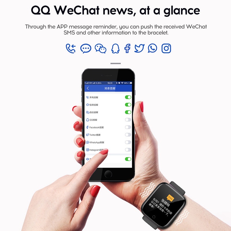 KEBIDUMEI Y68 Waterproof Bluetooth Smart Watch For Apple IOS Android