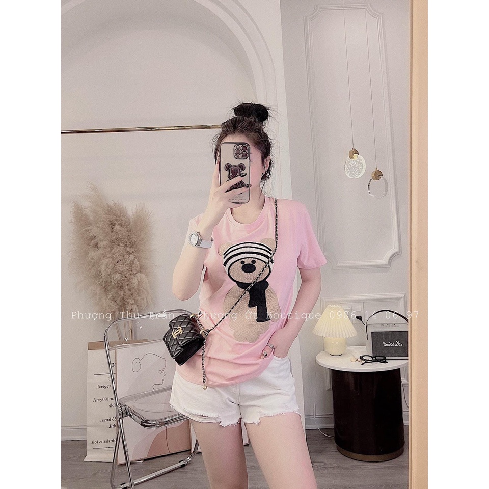 Áo phông nữ form thung in gấu 5D nét như sony phối kiểu gì cũng xinh (CT-3PP8)