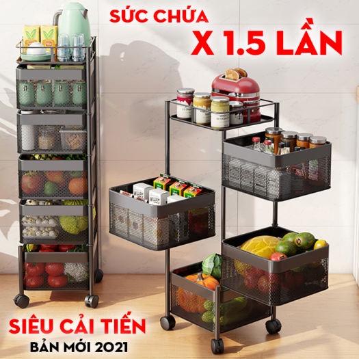 Kệ Rau Củ SEA DECOR Vuông 3/4/5 Tầng Xoay  360 Độ Chất Liệu Thép Cacbon Không Gỉ Siêu Bền Giá Rẻ