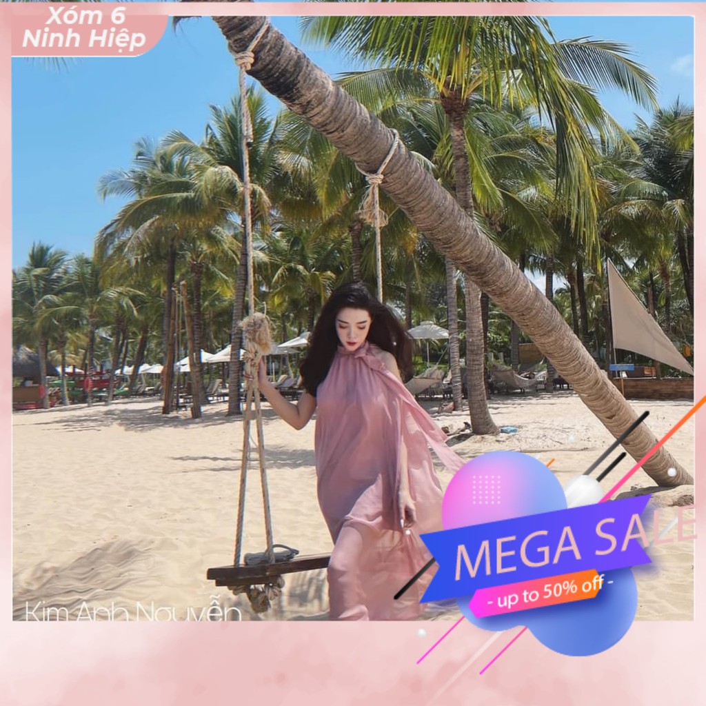 [ĐỒ HÈ] VÁY MAXI TƠ 2 LỚP 1 MÀU CHUẨN ẢNH - ĐẦM MAXI DÁNG SUÔNG KHÔNG TAY ĐI BIỂN | BigBuy360 - bigbuy360.vn