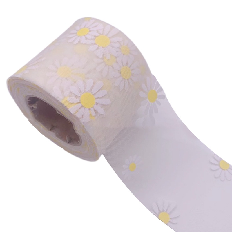 Cuộn Vải Tuyn 6cm 25Yards Họa Tiết Hoa Cúc Nhiều Màu Sắc Tự Trang Trí Bàn Tiệc Cưới