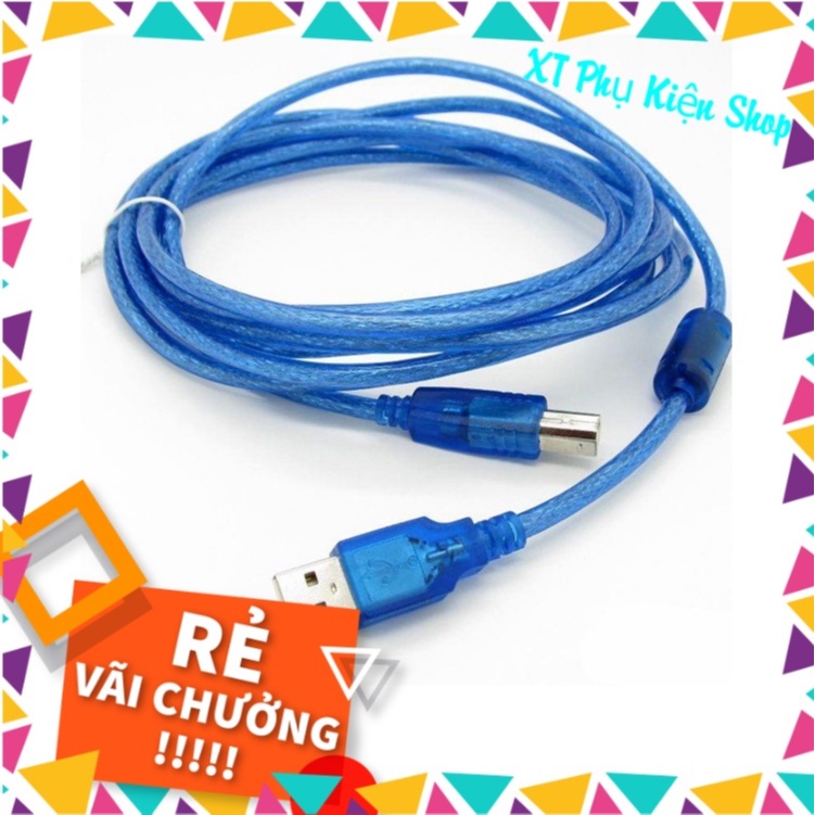 Cable Máy In USB 2.0 1.5/3/5/10M Chống Nhiễu Màu Xanh Trong Suốt / Màu Đen Chuẩn TỐT