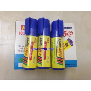 Hộp 10 chiếc Bút lông dầu Apolo 555 xanh - Bút không xóa được, bút dạ dầu