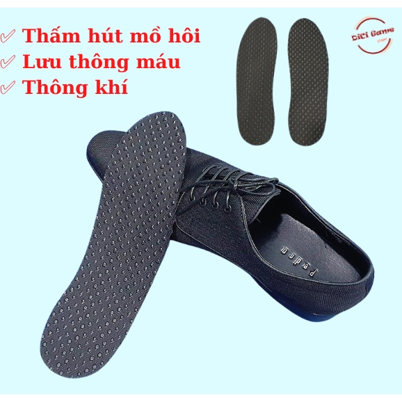Đế lót giày, độn đế giày, đệm thấm mồ hôi có lỗ nano cao su non thoáng khí, thấm mồ hôi và giúp lưu thông máu