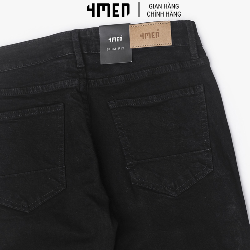 Quần jeans nam slimfit trơn basic 4MEN QJ062 vải denim mềm mại, co giãn thoải mái, phong cách trẻ trung, hiện đại