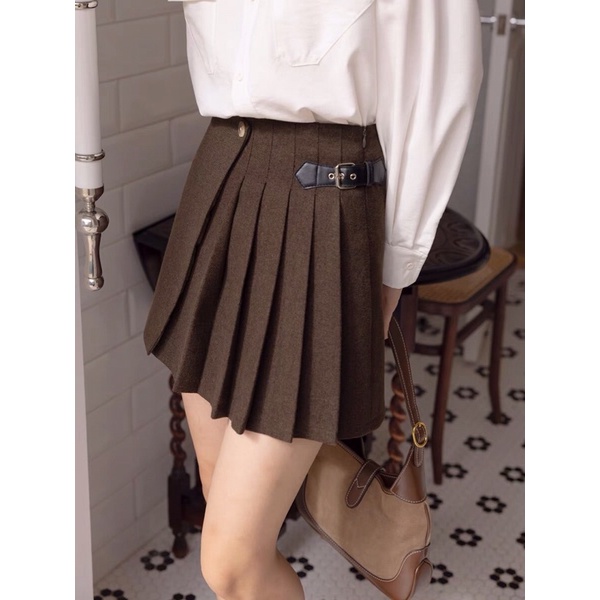 Set vest áo blazer chân váy xếp ly