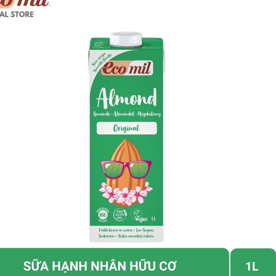 Sữa Hạt Hạnh Nhân Nguyên Chất Hữu Cơ Ecomil (1L) - Organic Almond Milk Orginal (1L)