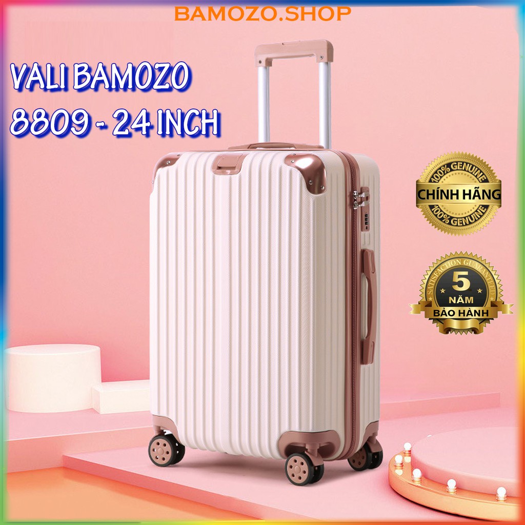 Vali Kéo Du Lịch Nhựa Cao Cấp Giá Rẻ Bền Đẹp Size 24 Inch Chống Va Đập Trầy Xước Bảo Hành 5 Năm Bamozo 8809
