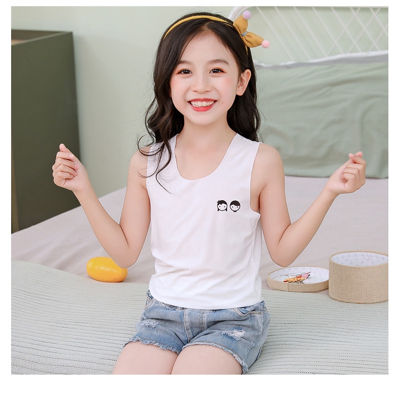 Áo Thun Không Tay Không Đường May 100-150cm In Họa Tiết Hoạt Hình Thời Trang Mùa Hè Cho Bé