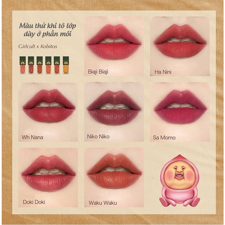 Son Kem Lì Bé Mông Trái Đào Girlcult Làm Mềm Môi, Bền Mầu Lâu Trôi Dưỡng Ẩm, Chính Hãng - G05