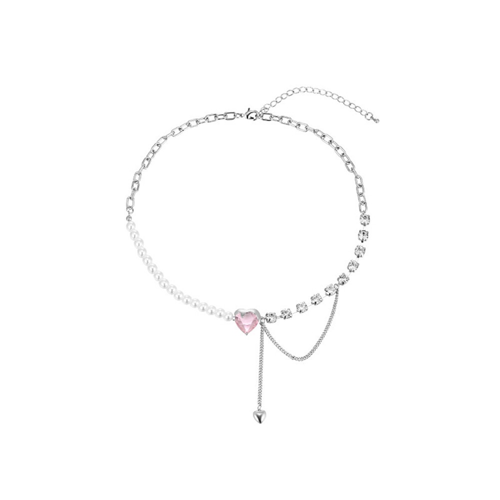 Vòng Cổ Choker Đính Hạt Ngọc Trai Hình Trái Tim Sang Trọng Cho Nữ