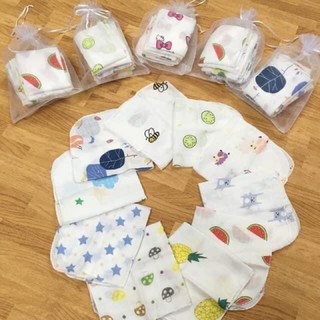 10 Khăn sữa nhật túi in hình (100% sợi tre)