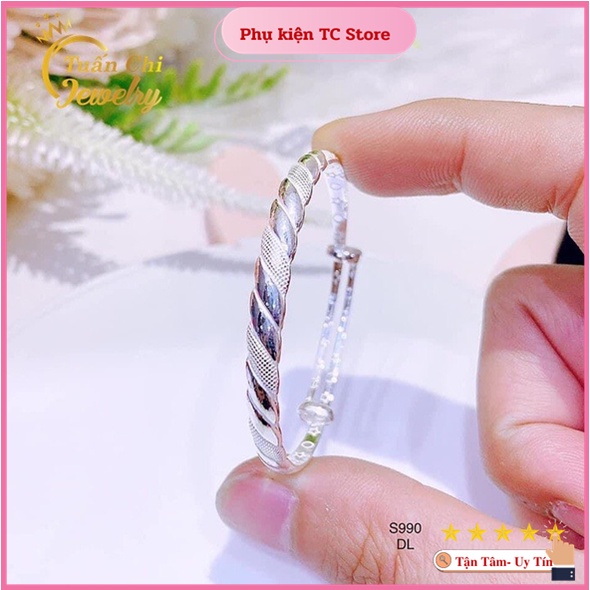 Lắc Tay Trẻ Em Bạc Ta, Thiết Kế Đơn Giản, Sang Trọng, Hàng Đẹp Loại Dày