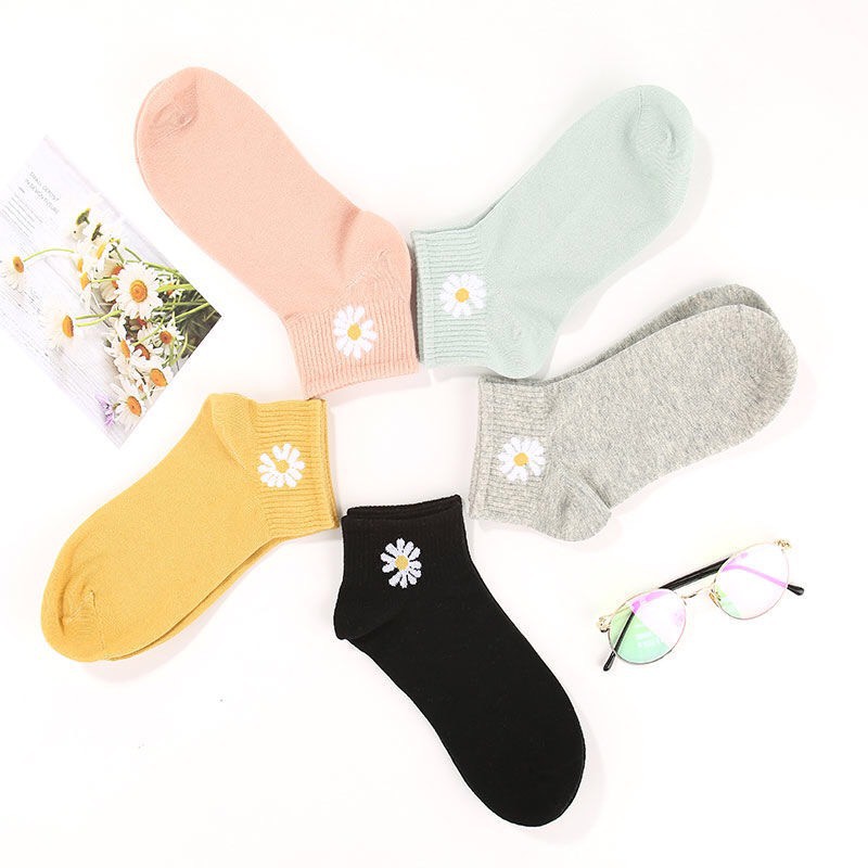 Combo 3 đôi tất hoa cúc màu ngẫu nhiên
