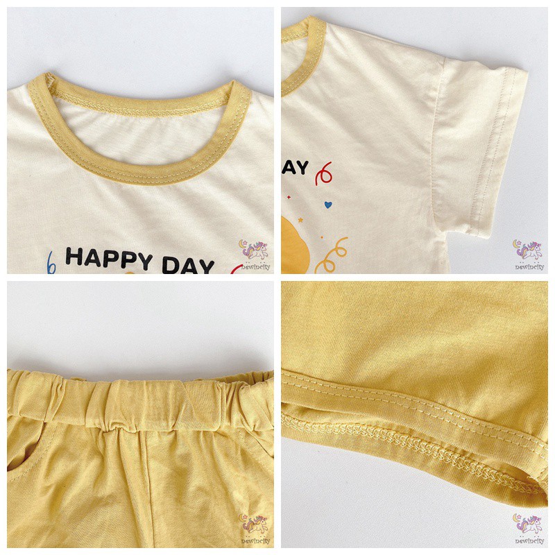 Set Áo Thun Tay Ngắn In Họa Tiết Hoạt Hình + Quần Short Năng Động Thời Trang Phong Cách Hàn Quốc Cho Bé