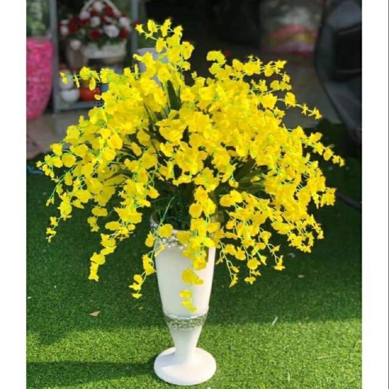 10 Cành hoa Lan vũ nữ vải lụa cao 65cm - HN4