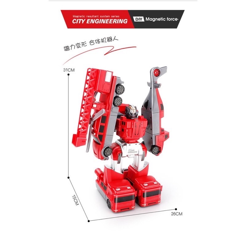 Bộ đồ chơi công trình, cứu hỏa lắp ghép nam châm