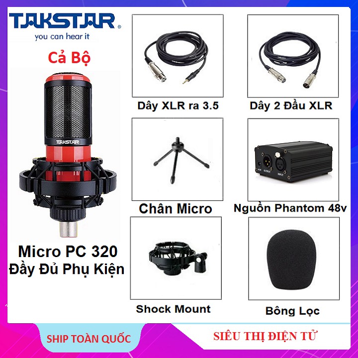 Micro K320, Mic Hát Live Stream Hát Karaoke, Thu Âm Chuyên Nghiệp - Takstar PC K320 Nguồn 48V