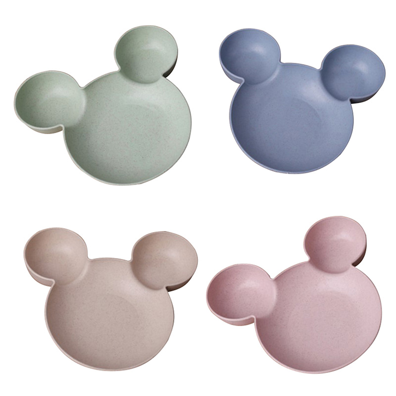 Đĩa tập ăn cho bé hình chuột Mickey bằng lúa mạch + nhựa PP thân thiện với môi trường
