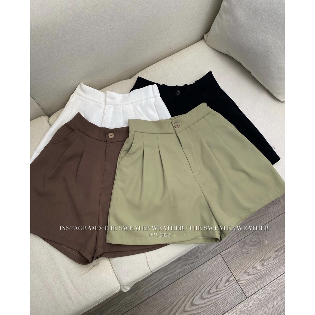 Quần sooc cạp cao lưng chun xếp ly nhiều màu ulzzang - Quần short đùi ống rộng chun sau