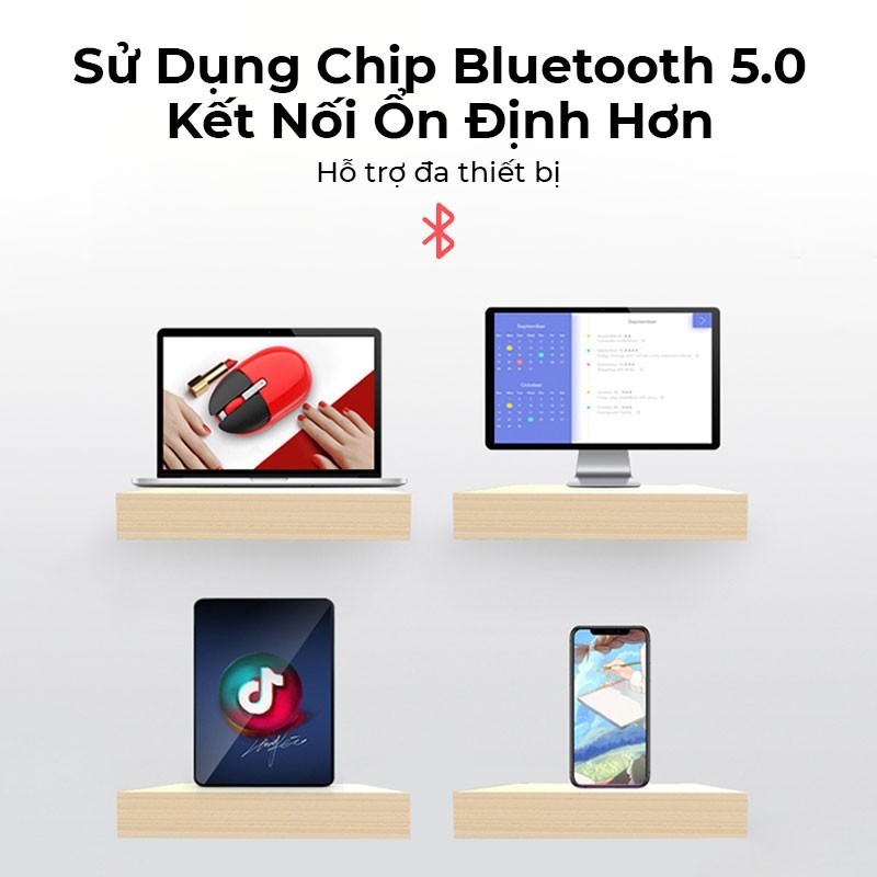 (CÓ SẴN) ️Chuột Không Dây M106, Chuột Bluetooth Đa Kết Nối, Dùng Cho PC - Laptop - iPad, Pin Dùng 60 Ngày, 1200 DPI