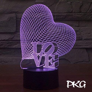 Đèn Ngủ Led 3D Hình Trái Tim LOVE Quà Tặng Trang Trí cảm ứng có Điều khiển từ xa nháy sáng 16 màu DN135