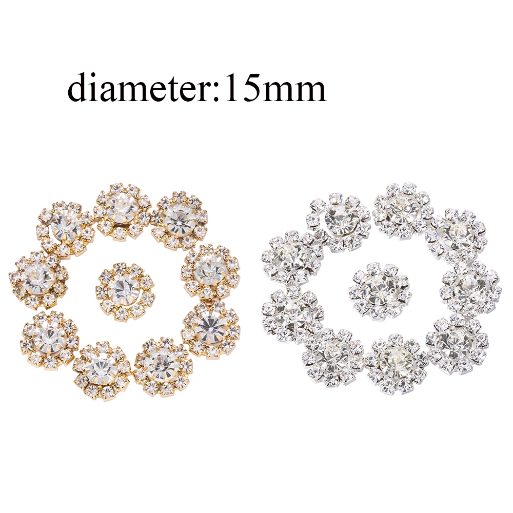 Set 10 cúc áo đính đá hình bông tuyết sang trọng