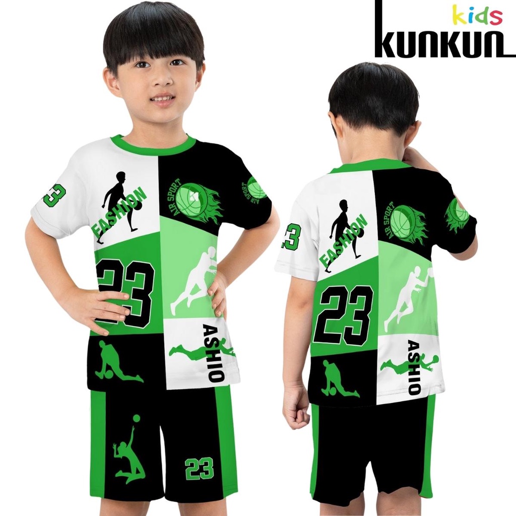 Bộ thể thao bé trai chất thun lạnh hình số 23 size đại từ 10-65kg KUNKUN KID TT008