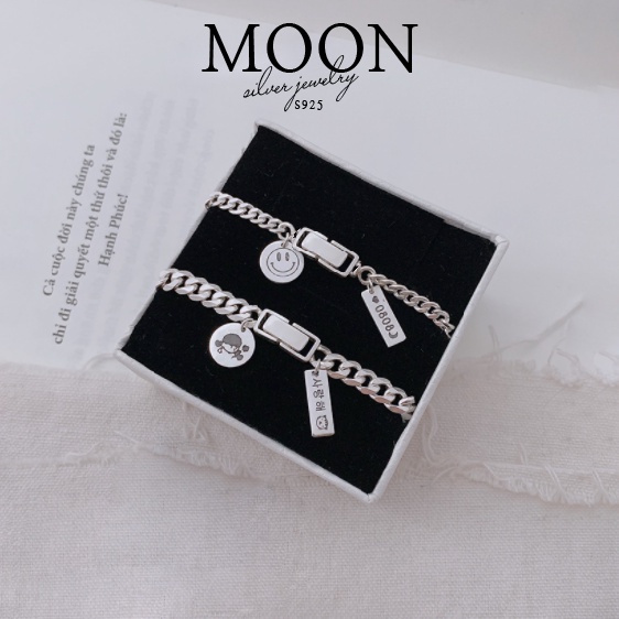 Lắc tay bạc couple Moonsilver thẻ tag tròn và tag chữ nhật HÀNG THIẾT KẾ