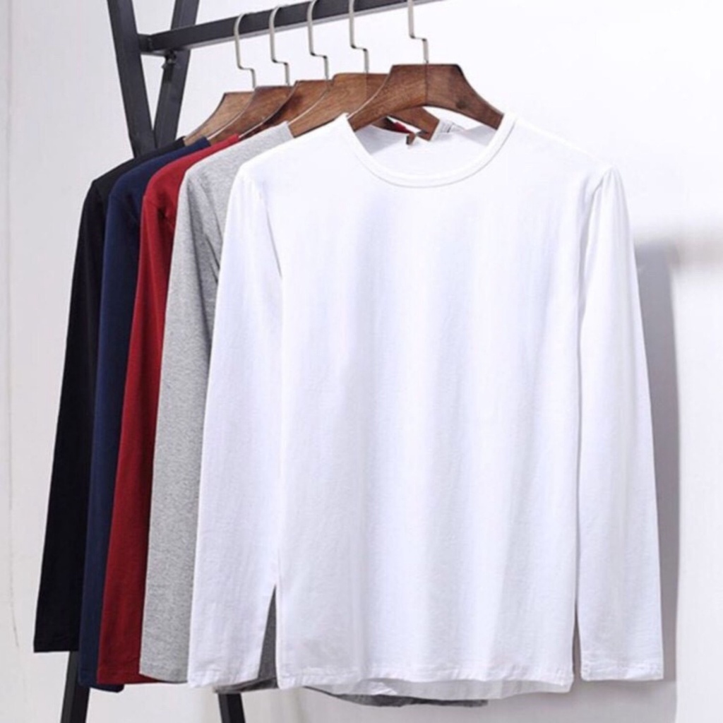 Áo thun nam dài tay cổ tròn cao cấp COTTON dáng thể thao co dãn thoáng mát nhiều màu