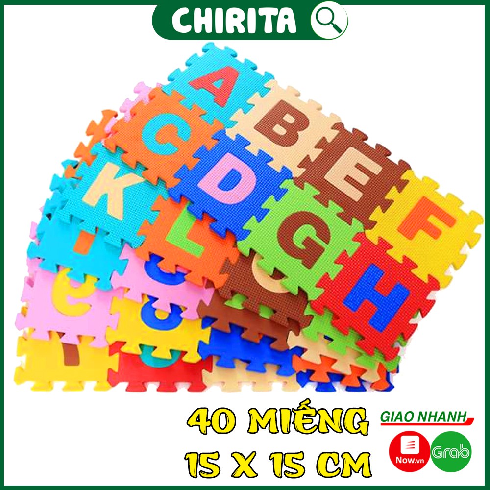 ☄◘Bộ 40 Miếng Thảm Xốp Trải Sàn Cho Trẻ - Bé GhépTấm Ghép Chữ Cái, Số Và Phép Tính