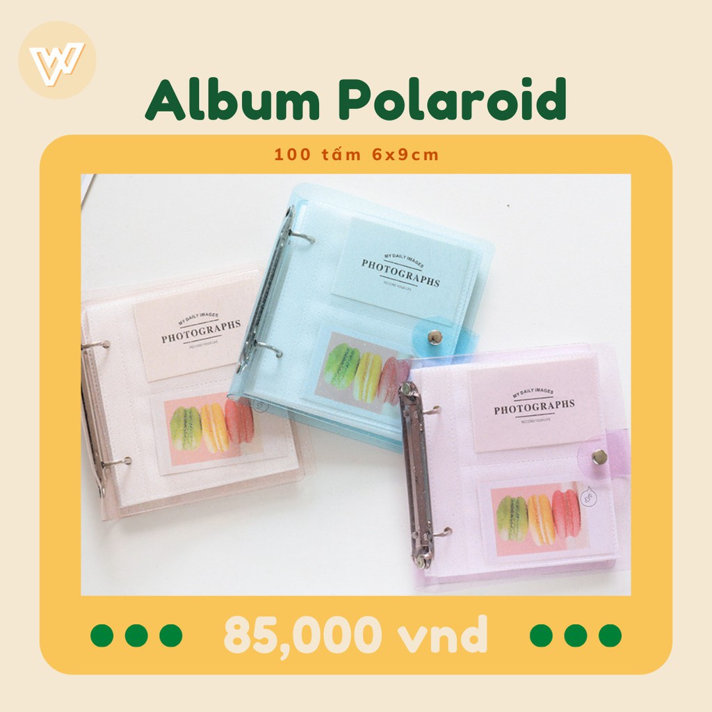 [Mã SKAMLTSM9 giảm 10% đơn 99K] Album ảnh Polaroid bìa trong đựng hình 6x9 nền trắng 7T-D