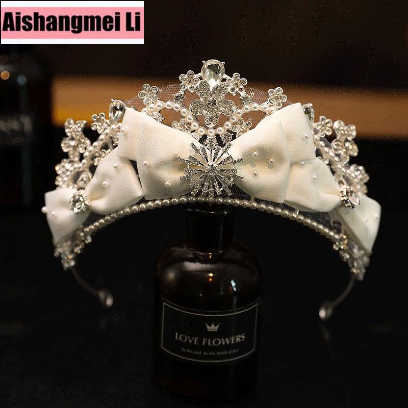 Vương Miện Đội Đầu Cô Dâu Đính Ngọc Trai Sang Trọng Phong Cách Âu Mỹ