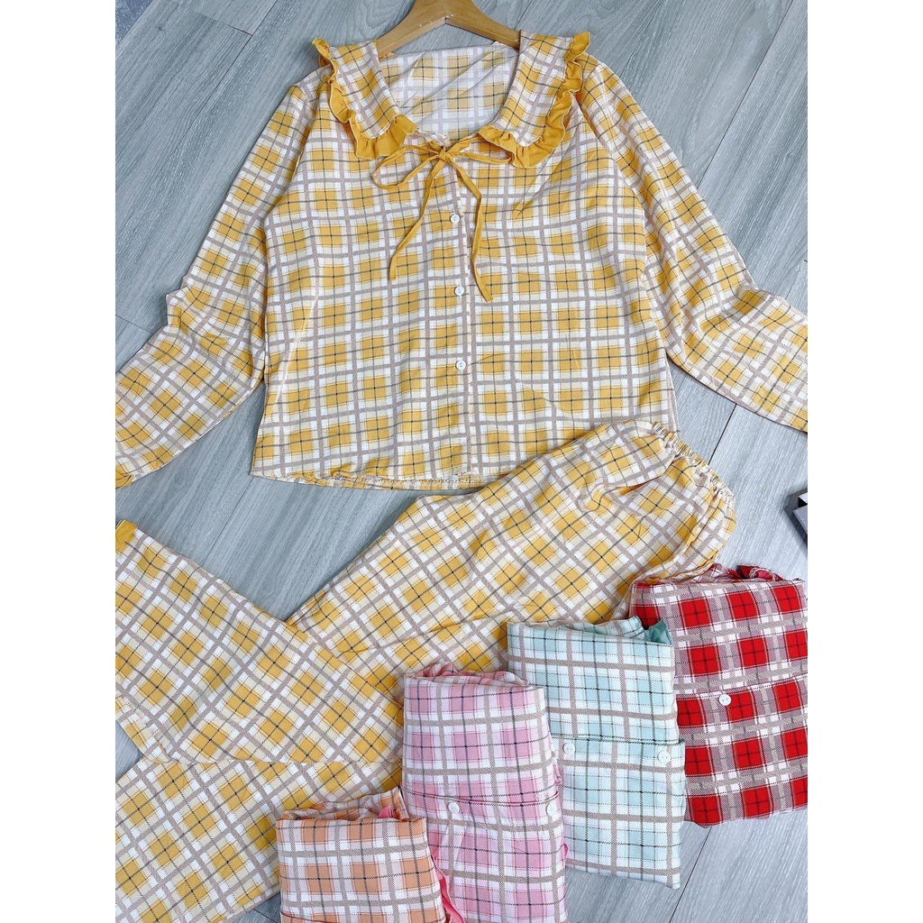 Đồ bộ mặc nhà nữ , chất lụa loại một mềm mịn, tay dài , quần dài | BigBuy360 - bigbuy360.vn