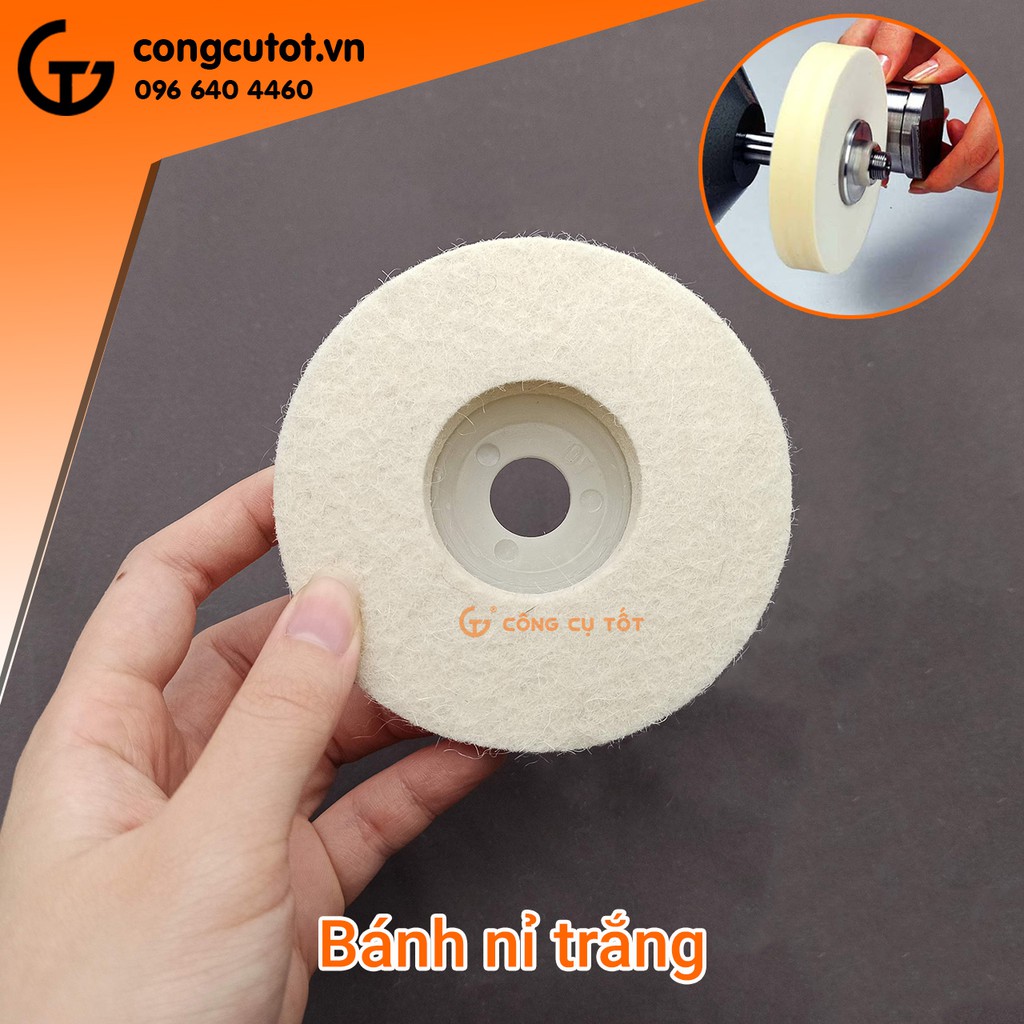 Bánh nỉ trắng đánh bóng inox Φ100