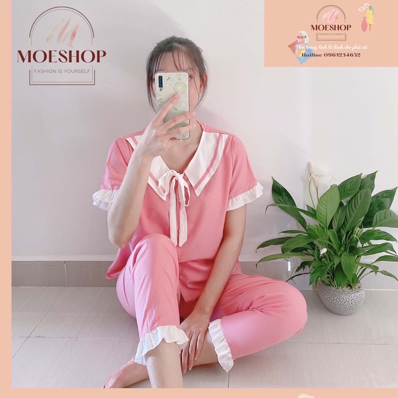 Bộ đồ ngủ nữ dễ thương mặc nhà - Đồ bộ nữ tay lỡ cotton kiểu đẹp