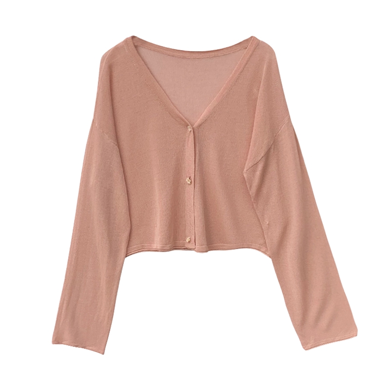 Áo Khoác Cardigan Tay Dài Vải Lụa Mỏng Thời Trang Mùa Hè Cho Nữ