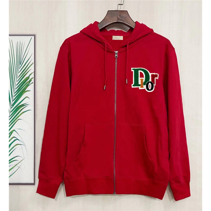 Áo Khoác Hoodie cotton Có Khóa Kéo Thêu Chữ D10R 2022 Size S-4XL Thời Trang Thu Đông