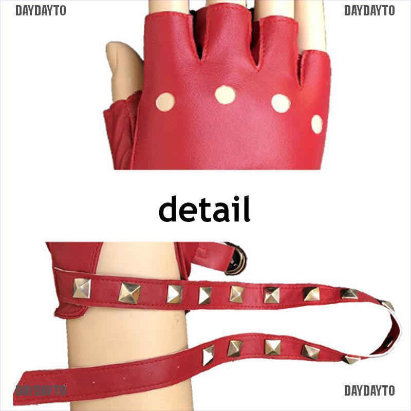 Găng Tay Da Hở Ngón Đính Đinh Tán Phong Cách Punk Dành Cho Nữ