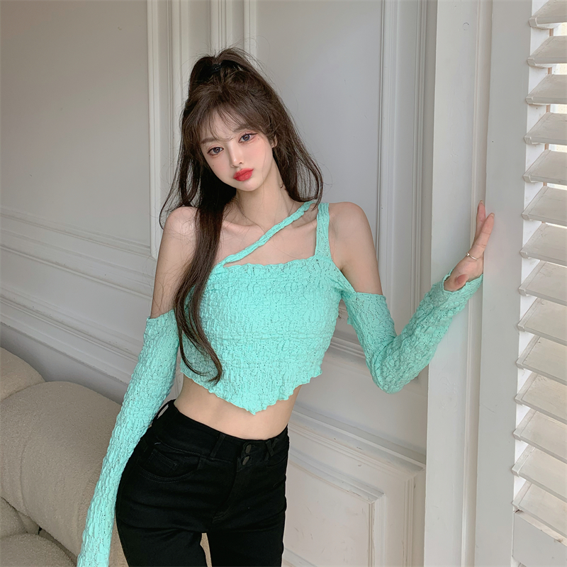 Áo croptop tay dài trễ vai thiết kế độc đáo thời trang quyến rũ dành cho nữ | BigBuy360 - bigbuy360.vn