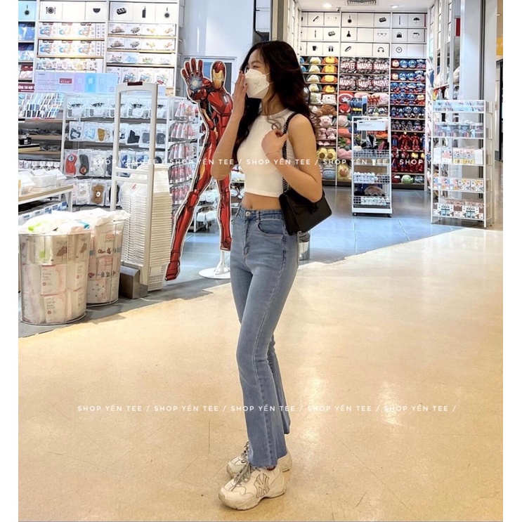 ( Ảnh Thật ) Set Quần ống loe Cắt ngang + Áo 3 lỗ