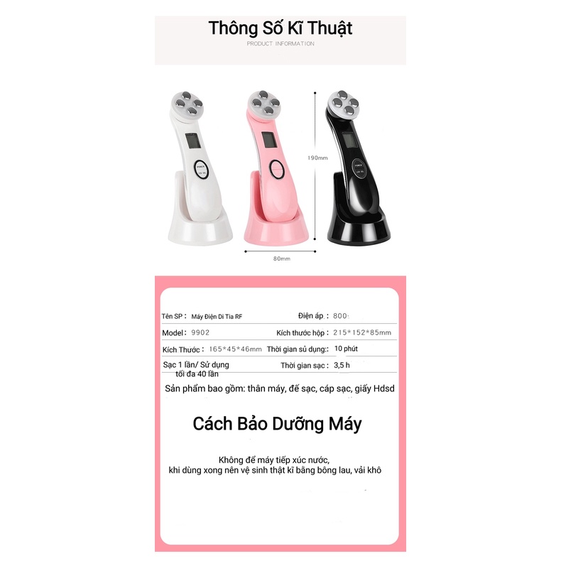 Máy massage mặt nâng cơ trẻ hóa da Beauty Instrument, Máy điện di tinh chất mẫu mới 2022